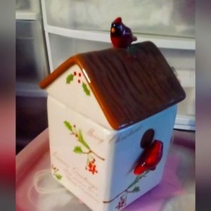 Cardinal Christmas cookie jar